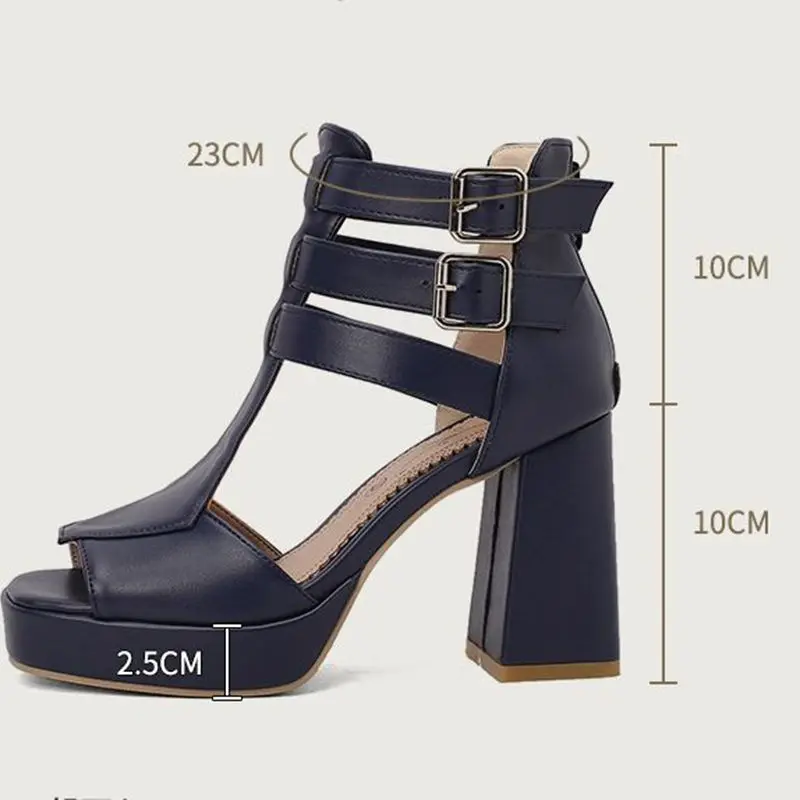 

ORCHALISA 2025 New Design Women's Sandals Chunky High Heel Platform Zipper Belt Buckles Large Size 48-50 Fashion Party Style
