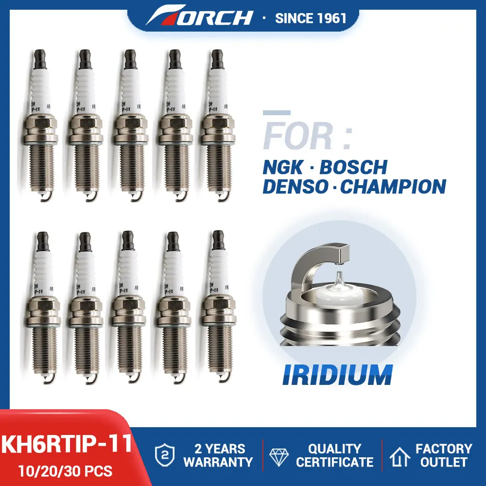 

10-30PCS Candles Replace for 4458/ILFR6J-11K 5468/SILFR6A11 6619/LFR6AIX-11 7654/PLFR6A11 Iridium Spark Plugs TORCH KH6RTIP-11