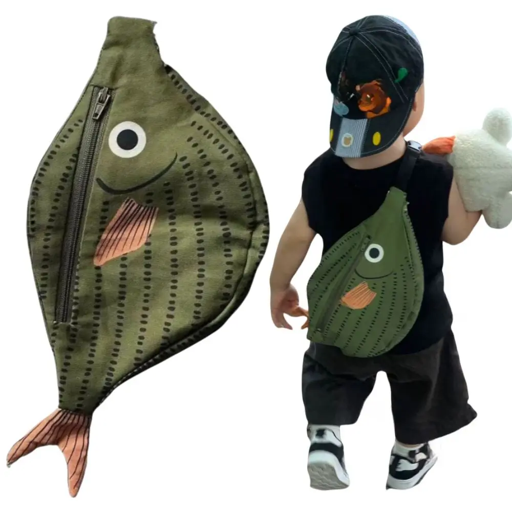 

Fashion Adorable Waist Bag Ocean Fish Water-Resistant Coin Purse Green Cartoon Crossbody Bag Unisex