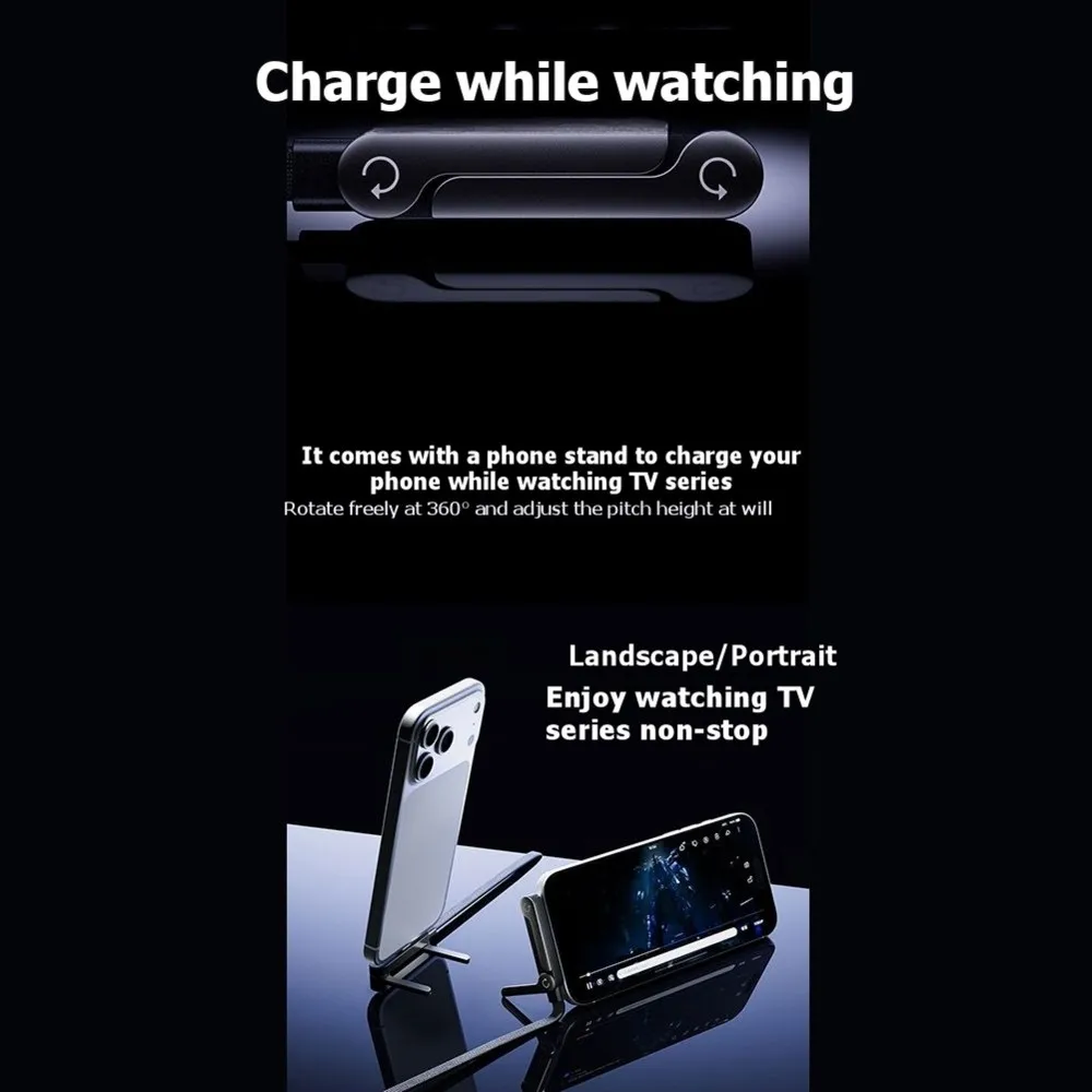 【A75T】 2Pcs 240W PD Type C Fast Charging Cable Foldable Bracket 2 in 1 Data Cable Phone Stand Charge Wire for IPhone17