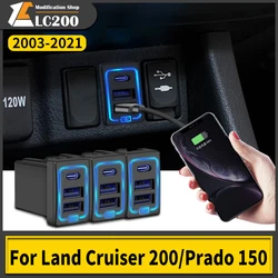 Caricabatteria rapido USB QC3.0 per auto per Toyota Land Cruiser 200 LC200 FJ200 Prado 150 LC150 FJ150 2008-2021 2020 accessori interni 2019 2018 2017 2016 2015 2014 2013 2012 2011 2010 2009