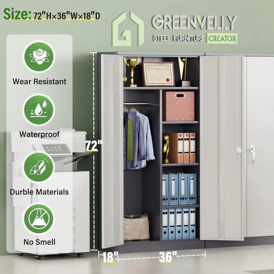 خزانة ملابس معدنية بأبواب وأرفف72 خزانة خزانة ملابس للتفصيل للمكتب وغرفة النوم وغرفة الغسيل hool Em
