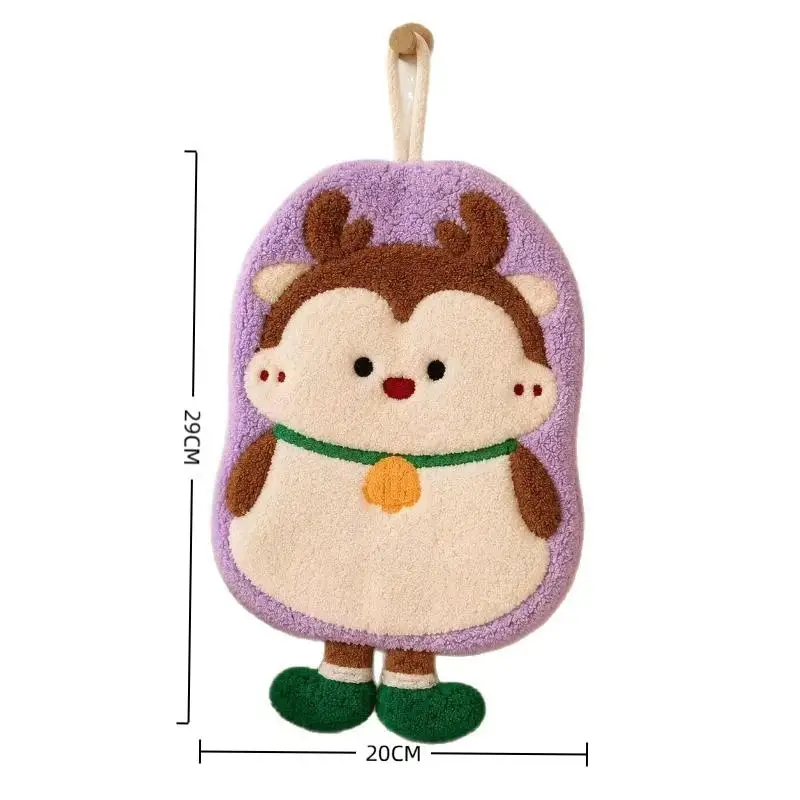 Christmas Hand Towels Water Absorbent Quick Drying Coral Fleece Hanging Washable Towels for Xmas Holiday Kitchen Bathroom