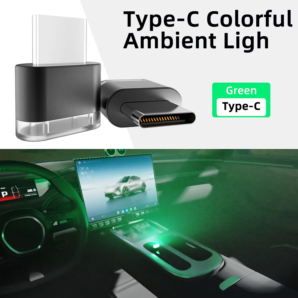 Neue Typ-C Auto Innen Umgebungs Atmosphäre Licht LED Signal Lichter Auto Lesen Lampe Dekorationen Auto Innen Zubehör