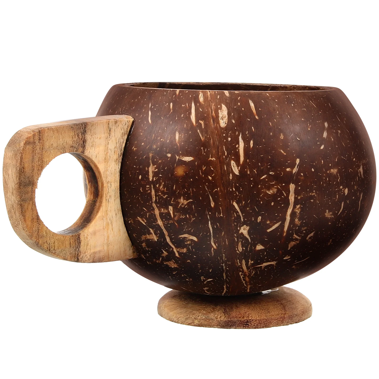 Natural Coconut Shell Glass Hot and Cold Drink Cup With Handle for Tea Mug Coconuts-shell Drinking Coffee Material