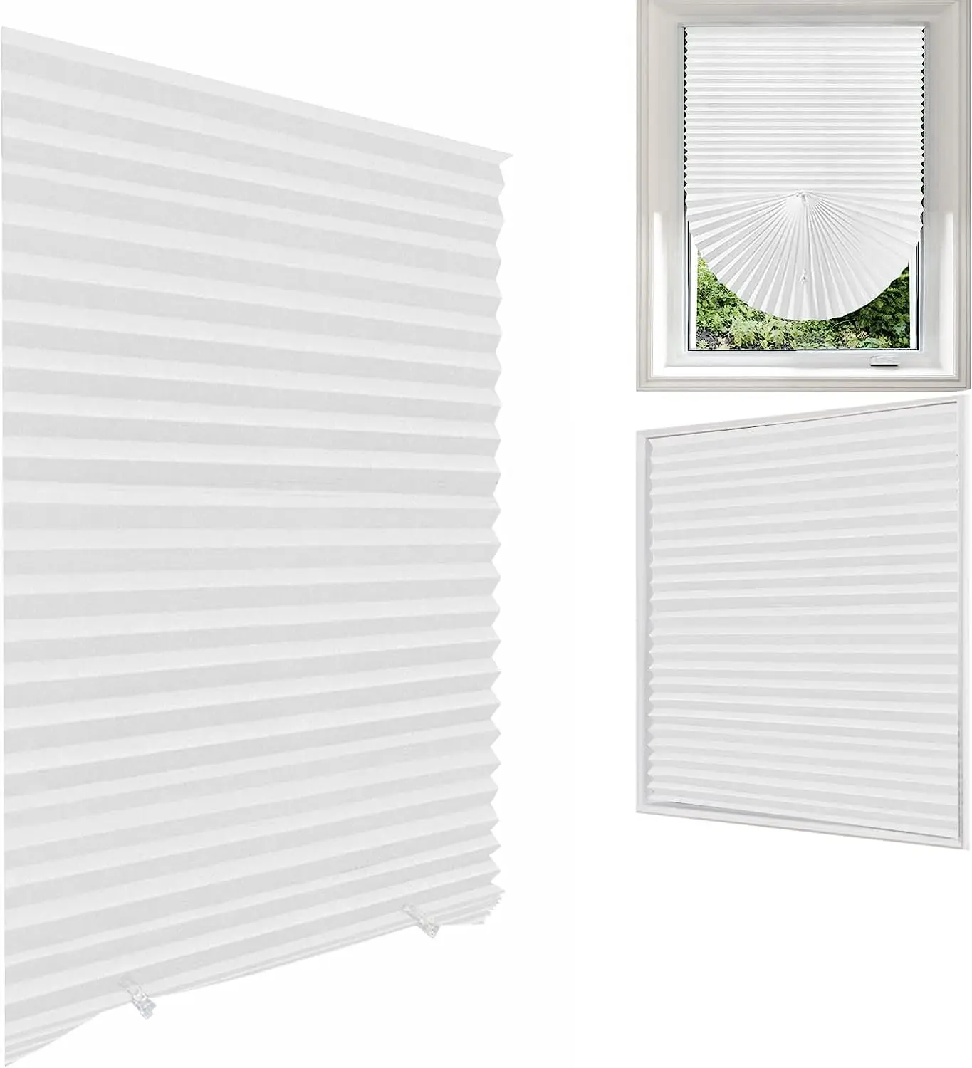 Store pour fenêtre, stores plissés auto-adhésifs sans fil, sans perceuse, stores en tissu, abat-jour