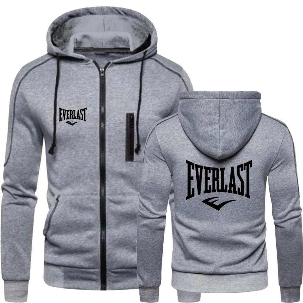 2024 New EVERLAST Men\'s Sportswear Fashion Zipper Hoodie Letter Printed Men\'s Sportswear Casual Warmth Sportswear Set Winter