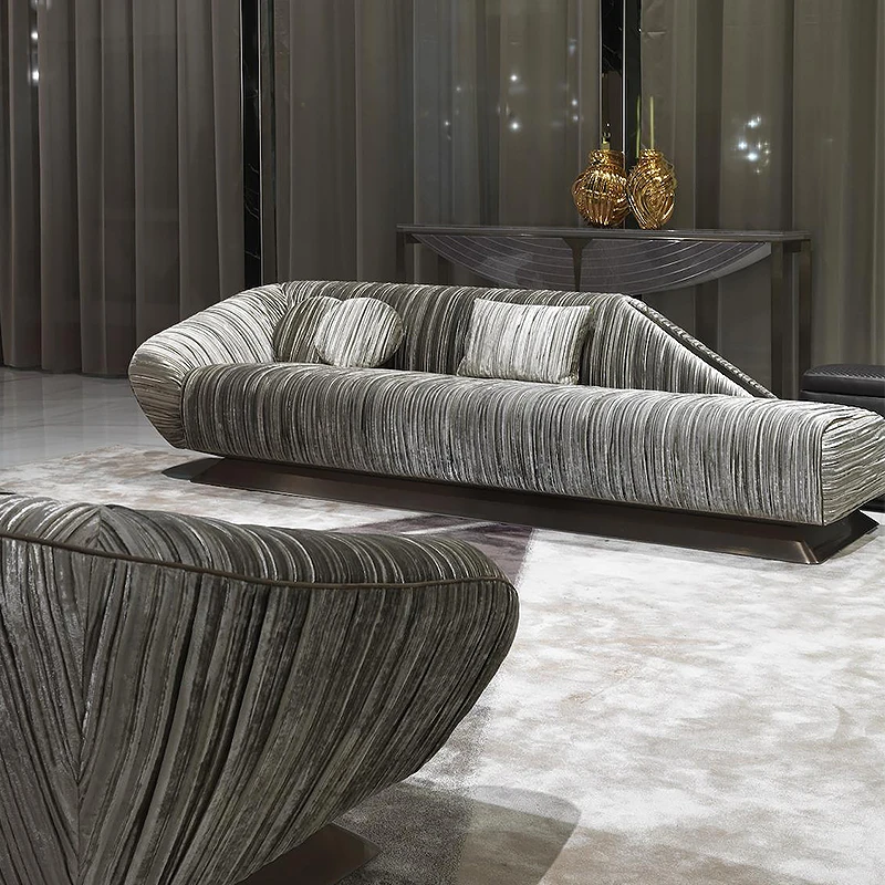 Modern lightweight luxury villa living room sofa recliner, recliner sofa, simple leisure recliner and simple sofa