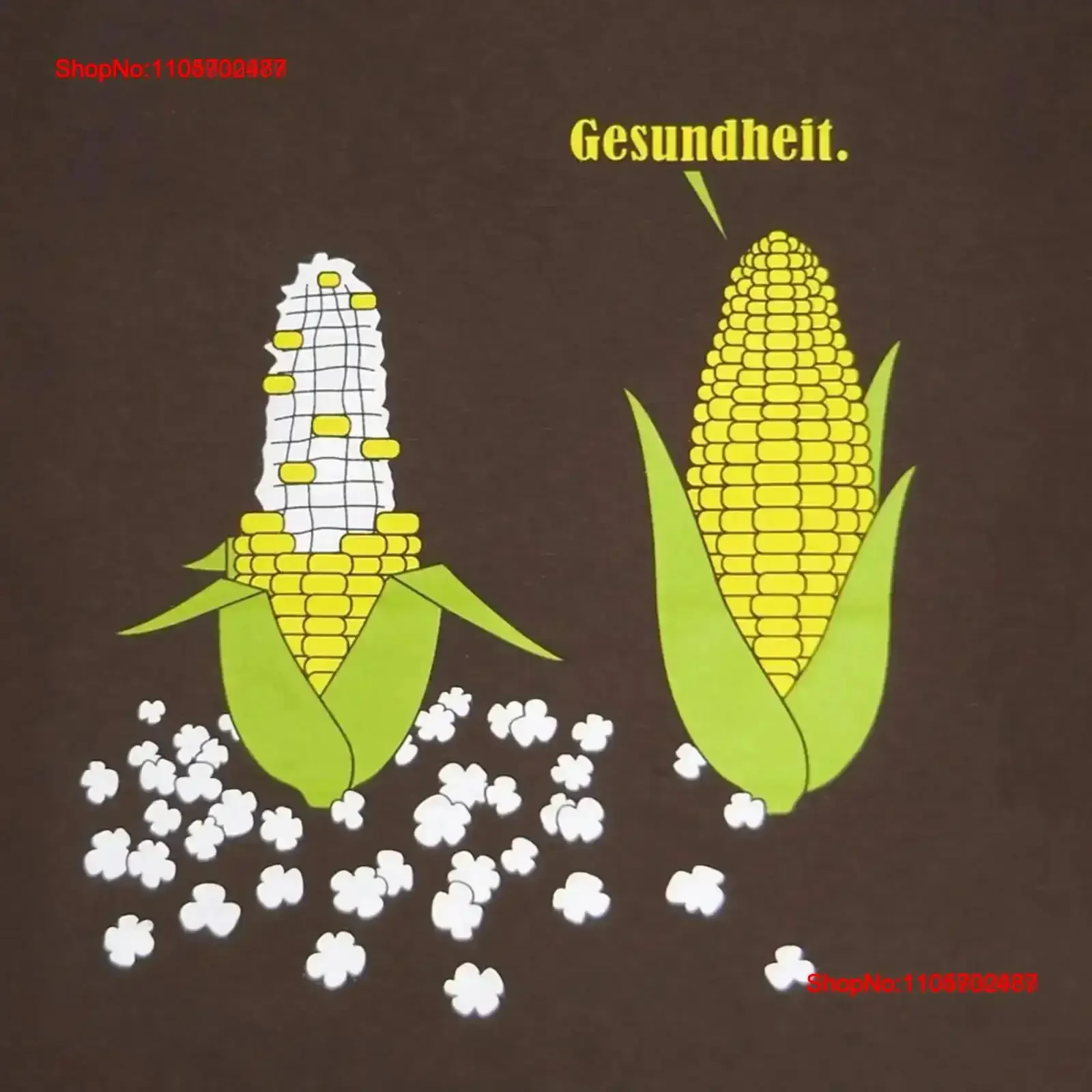 Popcorn Funny Corn Sneeze Men's Chocolate Brown T shirt Gesundheit Silly Joke Vegetables Farm Mens vintage Washed streetwear