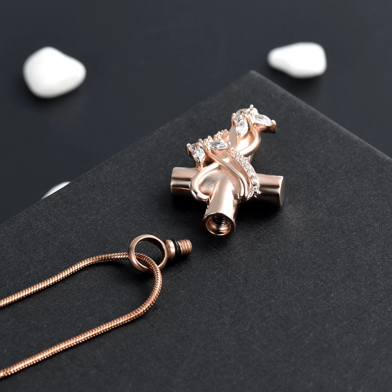 Memorial Jewelry  Crystal Butterfly Cross Stainless Steel Cremation Necklace Urn Pendant For Ashes Women Men Best Gifts