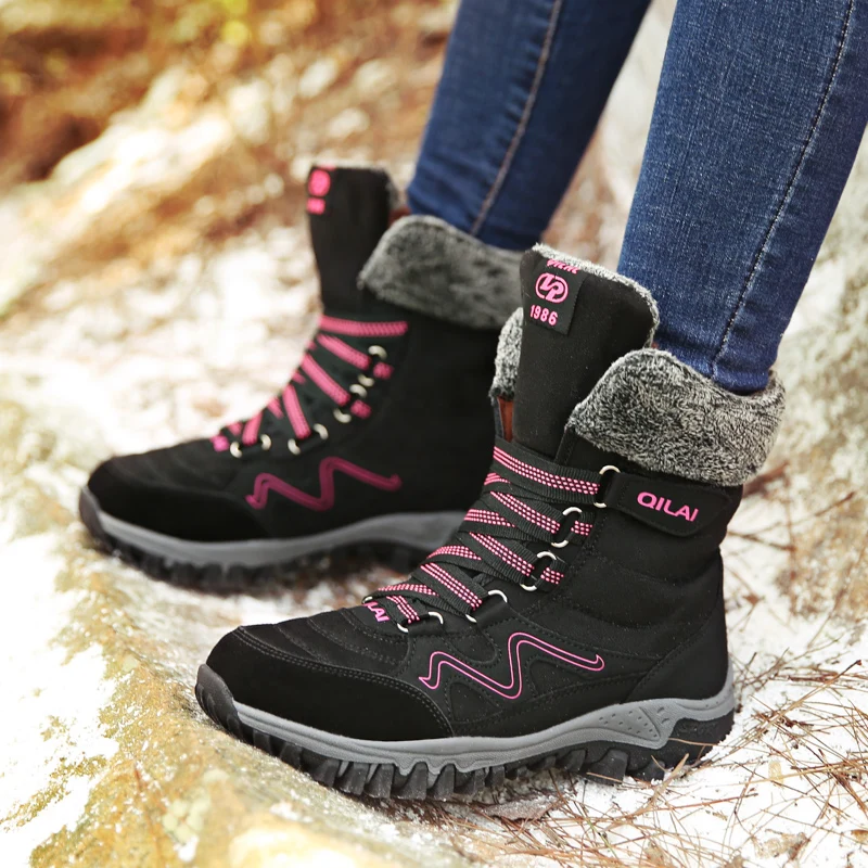 Ladies Ankle Boots 2022 Women Platform Boots Laces Comfortable and Elegant Women Shoes Booties Woman Winter Warm Fur Snow Boots