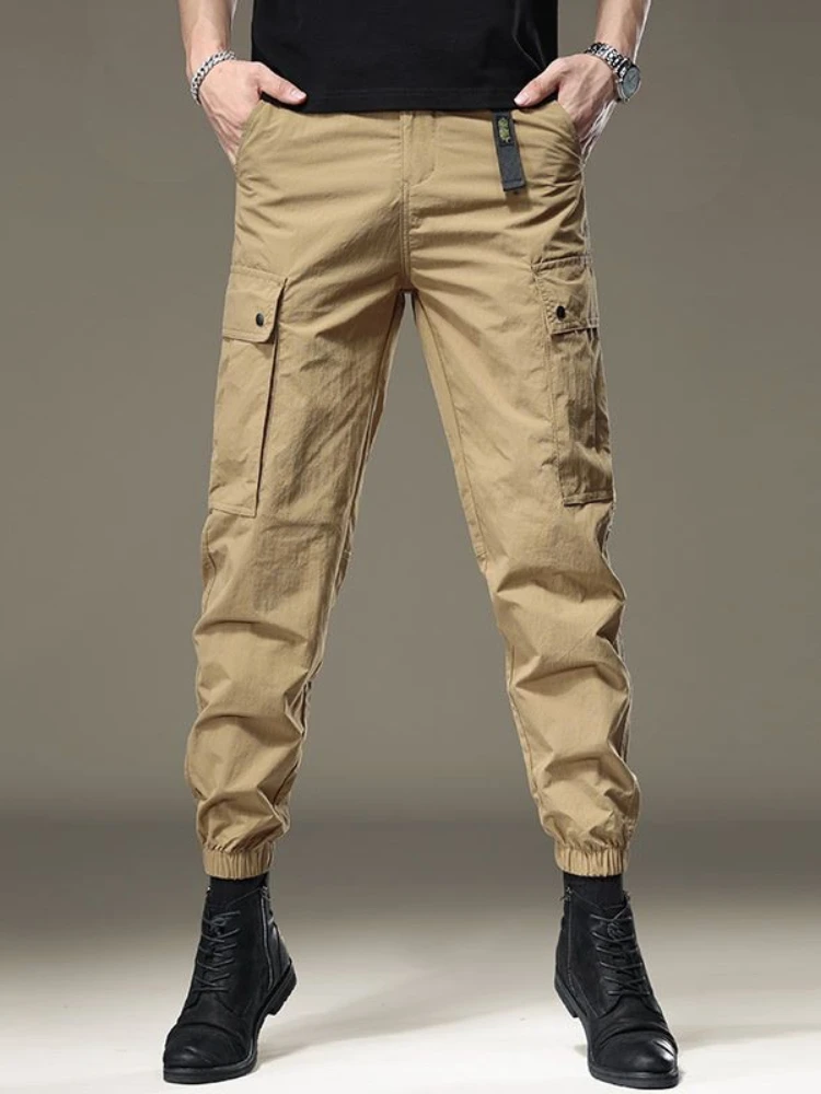 Multi Pocket Male Trousers Multipockets Men's Harem Cargo Pants Black Spring Summer Casual Street Aesthetic Cheap Baggy Nylon