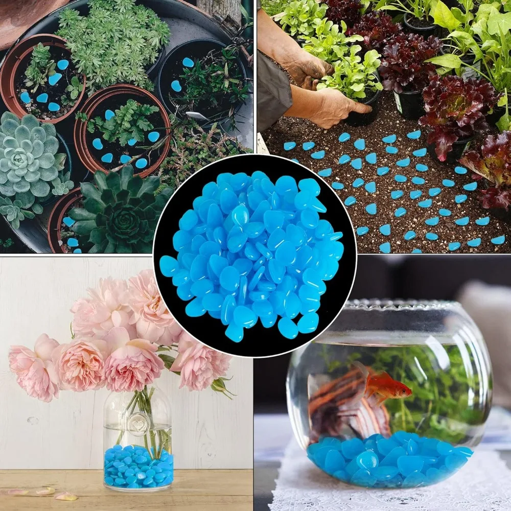 100 Pack Glow in The Dark Stones, 1cm Small Luminous Pebbles for Fish Tank, Vase, Potted Plant Decoration, Fluorescent Aquarium Landscape Rocks view 8
