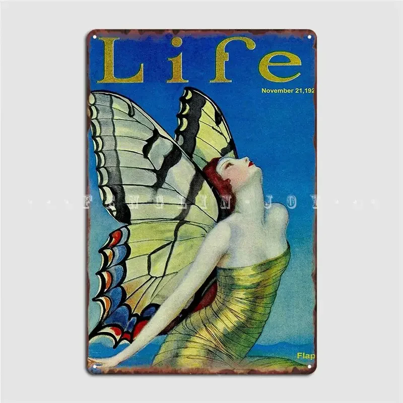 Life Vintage 1923 Flapper Butterflys Print Metal Sign Wall Cave Home Decoration Wall Decor Tin Sign Posters