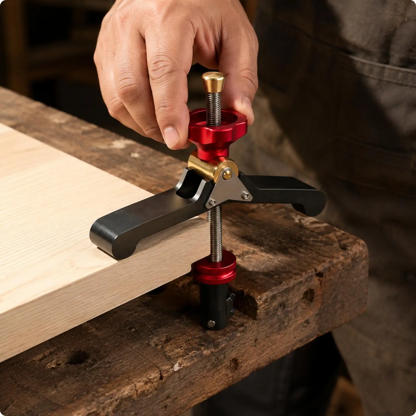Woodworking Corner Clamp Fixture for Workbench Aluminum Alloy Tabletop Press Clamp with Quick Lock Mechanism and Pivot Arms