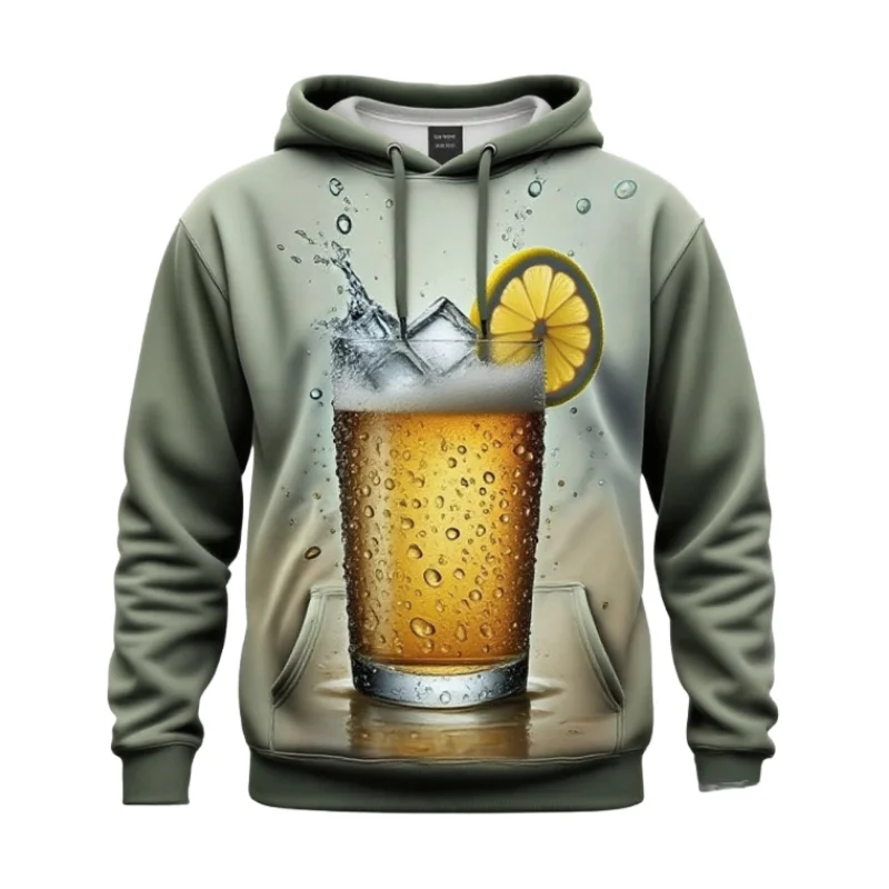 

Толстовки с длинными рукавами и рисунком пива для мужчин, 3D креативный принт, толстовка с капюшоном для вечеринки на тему Октоберфеста, свободная повседневная одежда