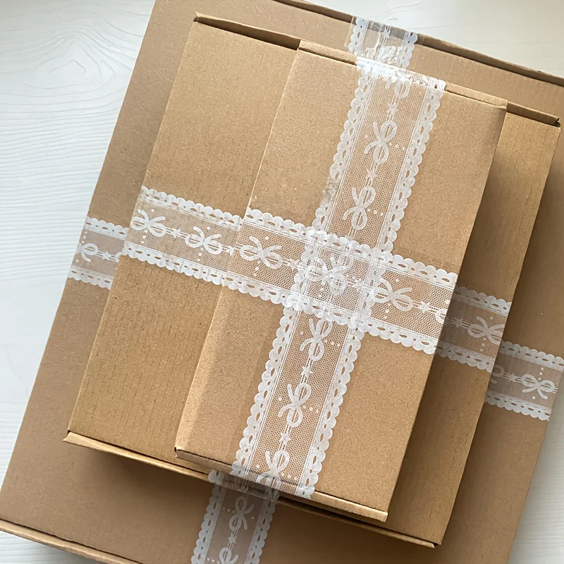 1 roll Elegant Floral - Transparent Tape with Decorative, Non-Waterproof Strong Adhesive for Gift Wrapping, Boxing, Presentation