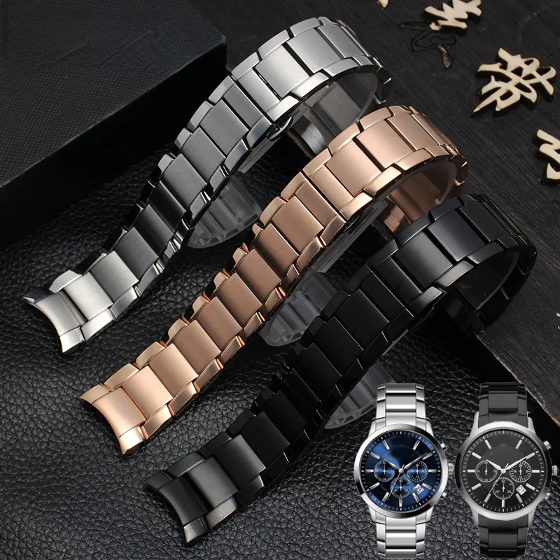 316 Stainless Steel Watch Strap for Armani AR2448 AR2447 AR2433AR2434 Steel Wear Comfortable Metal Watchband Accessories 22mm