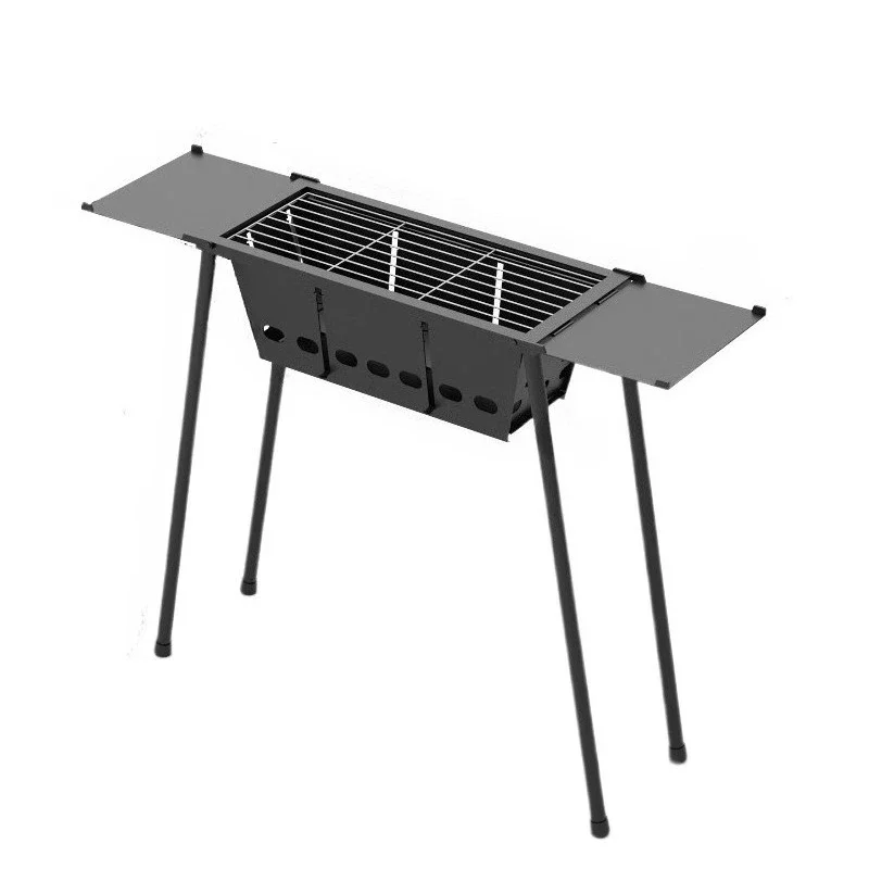 Commercial portable barbecue grill with high-capacity outdoor barbecue cooking equipment with stainless steel mesh for camping