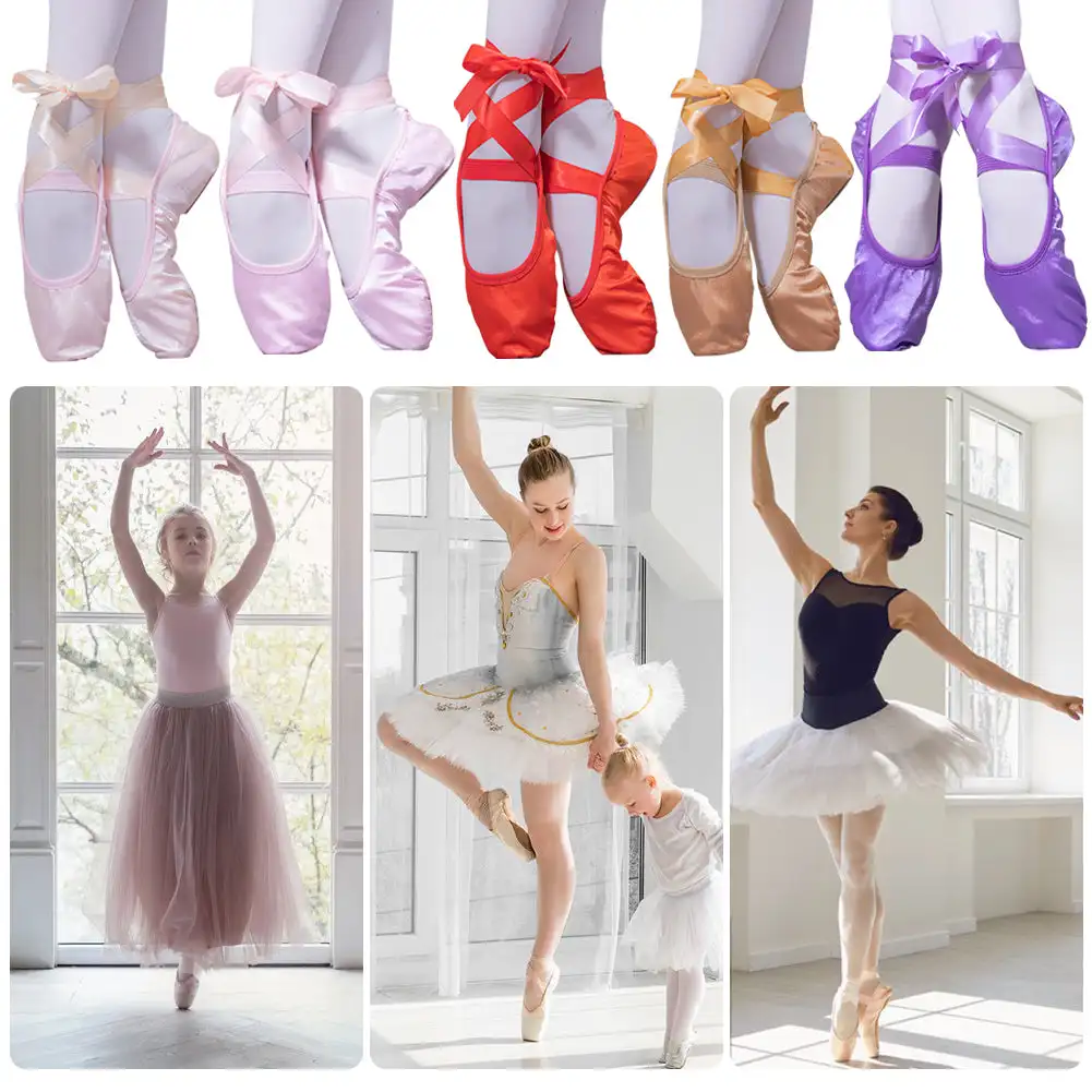 Fashion Kids Girls Ballet Shoes Color Gymnastics Canvas Ballet Dance Shoes Split Suede Sole With Ribbon Gifts for Children