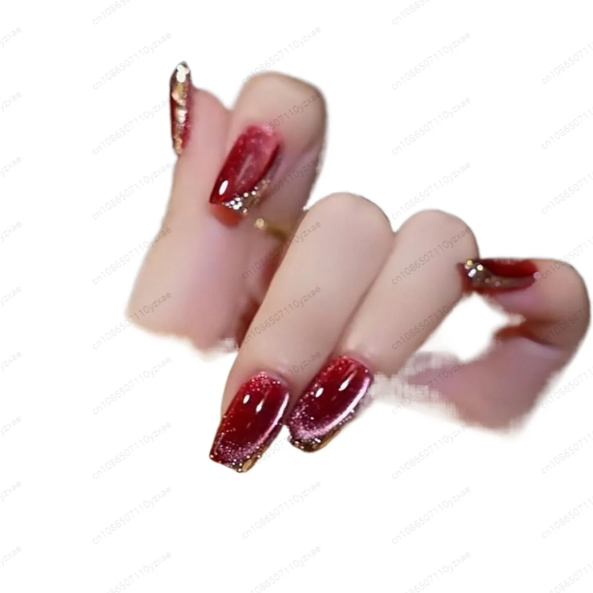 Deep Burgundy Red, Handmade Short Almond Fake Nails, Elegant for Fall Winter, Office & Party Wear
