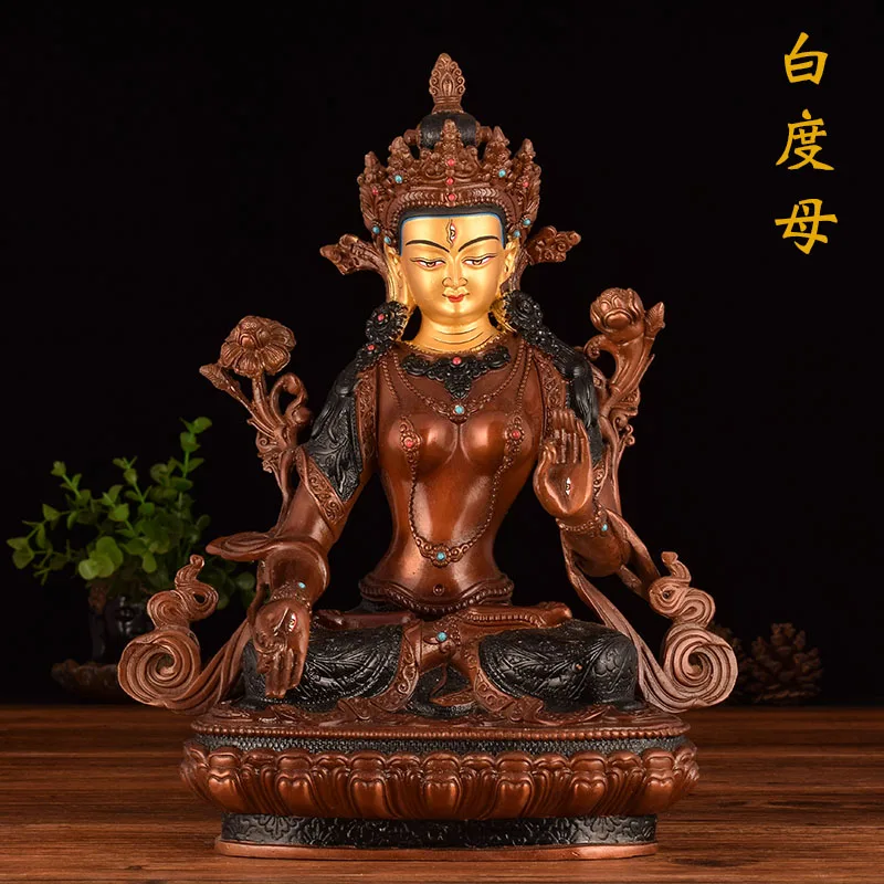 $800 # 12 inch large -GOOD Buddha Buddhist bless family Safety efficacious White Tara statue