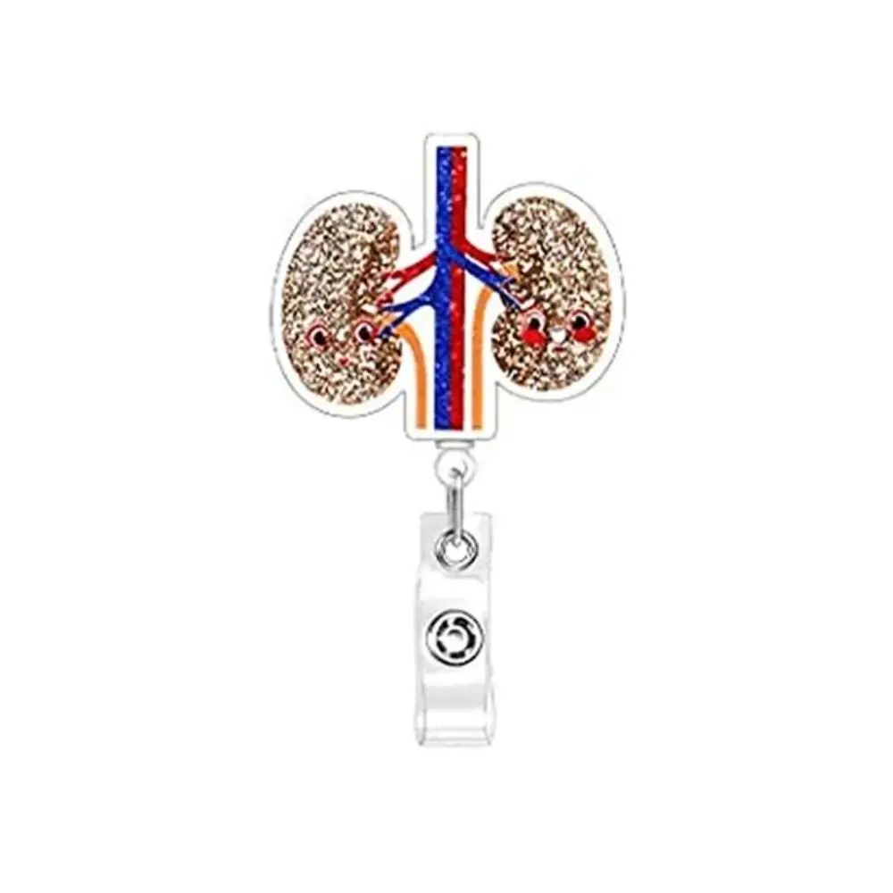 Human Organs Retractable Badge Reel Alligator Clip 360 Rotating ID Badge Holder Lightweight Name Tag Easy Pull Buckle Hospital