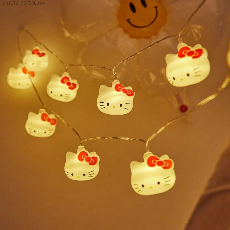 Sanrio Hello Kitty Light Strings Indoor Y2k Girls Room Decoration Cartoon Atmosphere Small Night Lights Party Accessories Lamp