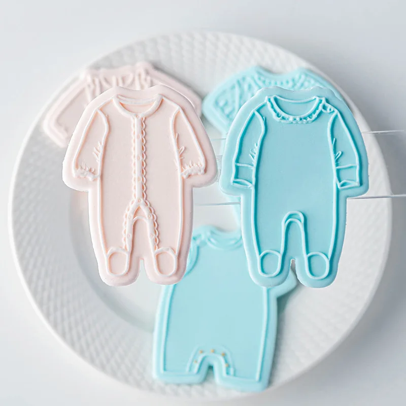 Baby Clothes Cookies Cutters Embossing Baby Shower Birthday Fondant Biscuit Tools for Cake Decorating Baking Accessories Kids