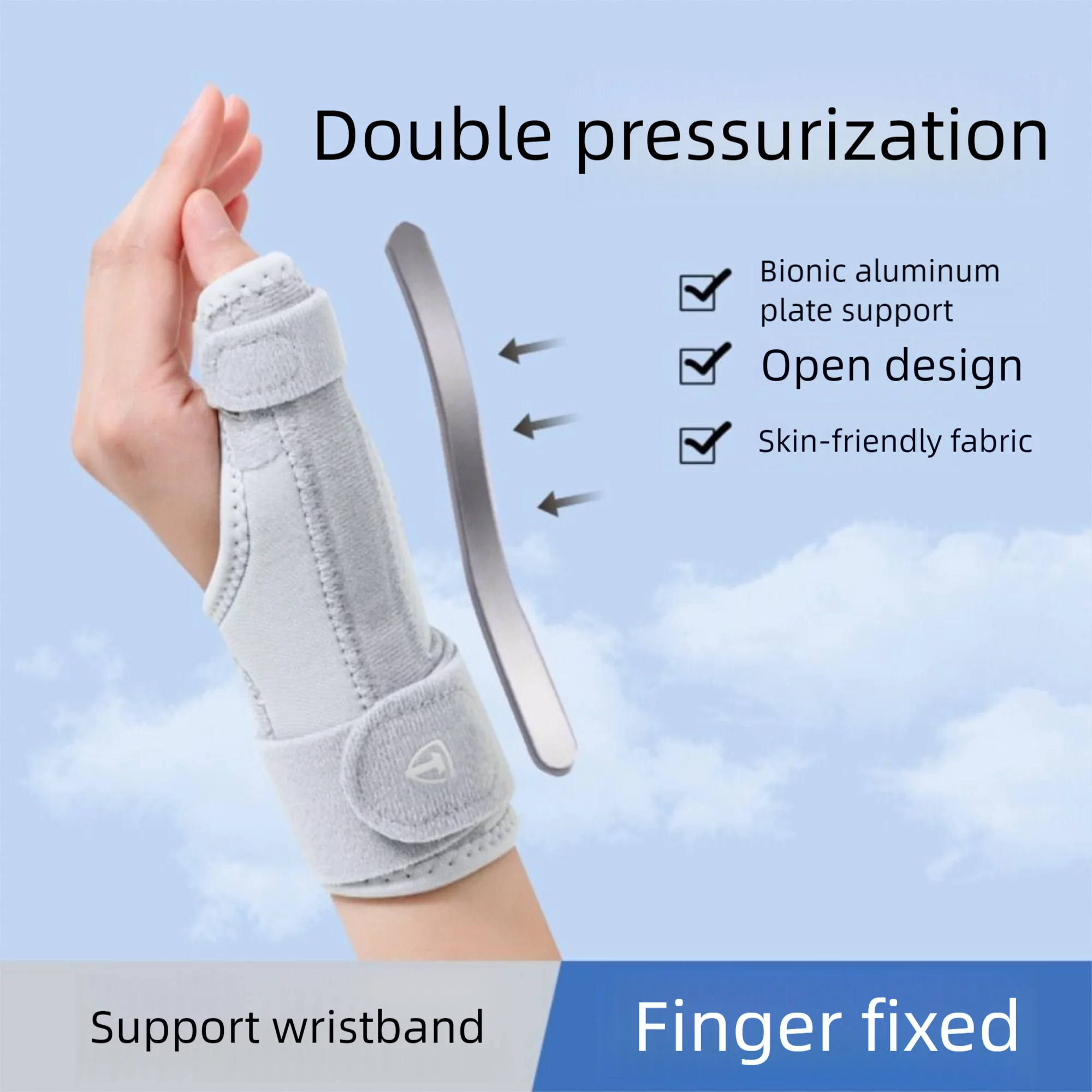 

Metal Reinforcement Adjustable Finger Holder Breathable Safety Finger Joint Orthosis Lightweight Fits Right/Left Hand