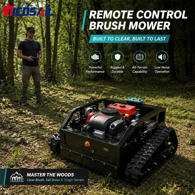 Commercial Remote Control Lawn Mower Brush Cutter Machine with Track Drive for Garden Farm and Professional Use