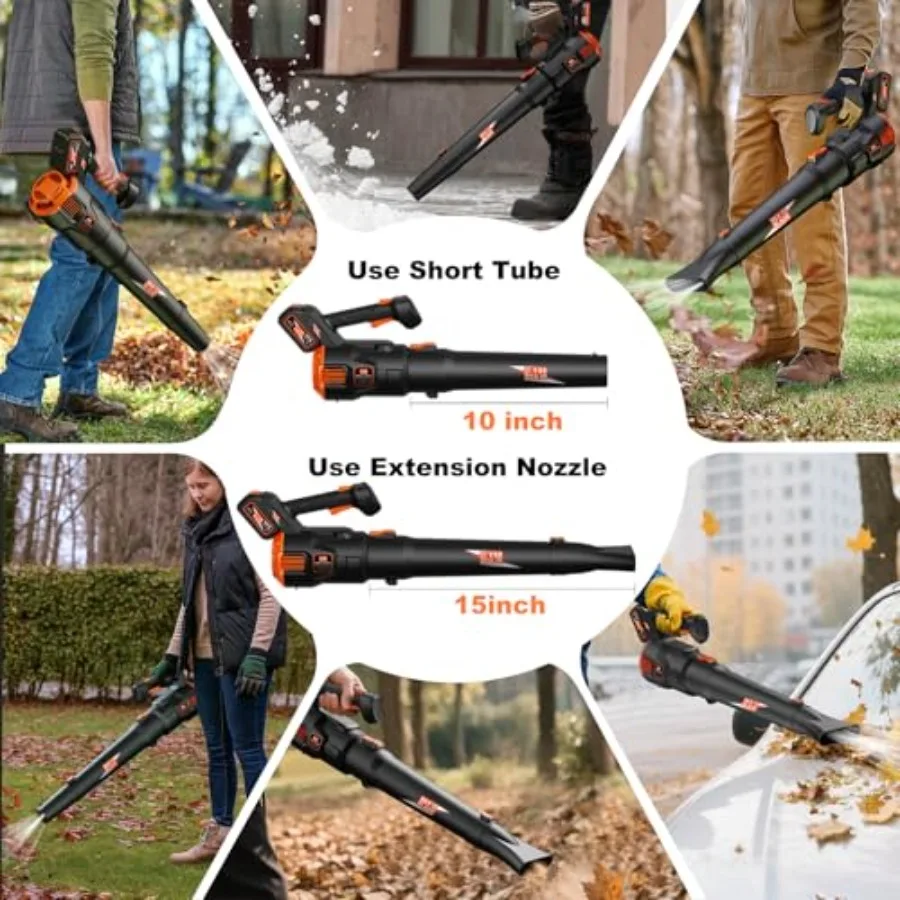 منفاخ أوراق الشجر اللاسلكي لتنظيف ساحة العناية بالحديقة والجراج مع ماكس. سرعة هواء 500CFM 160MPH 3 أوضاع سرعة قابلة للتعديل مزدوجة 300