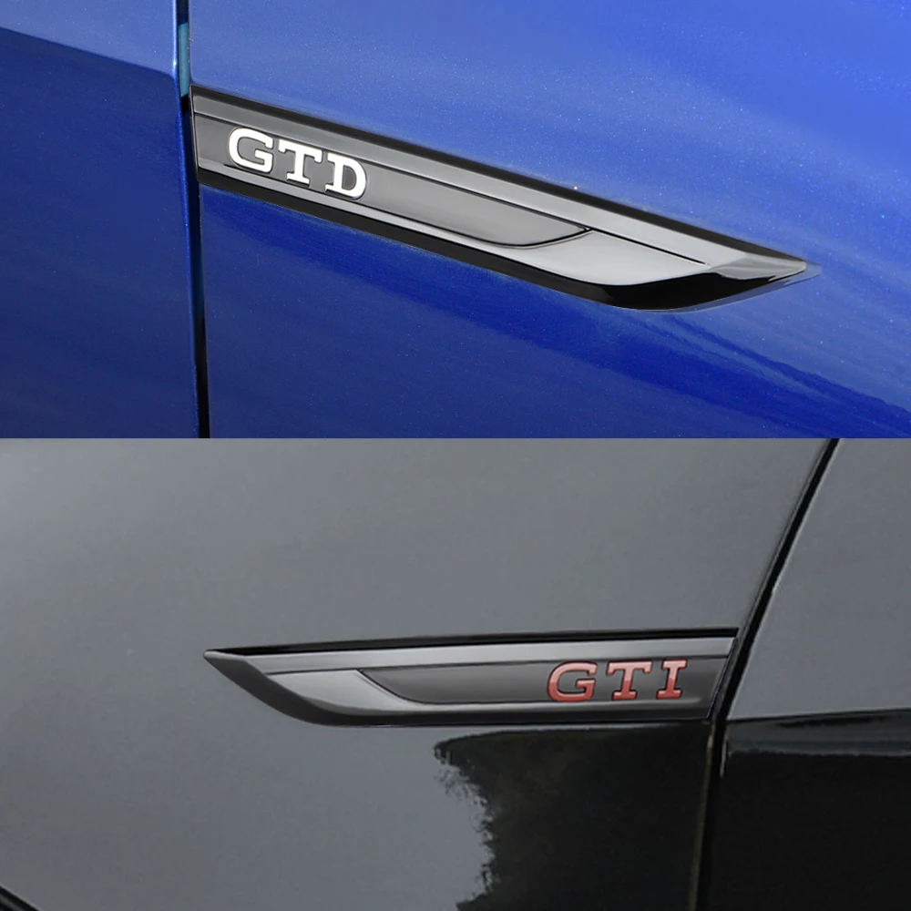 2pcs 3D ABS Car GTI GTD Badge Fender Side Wing Emblem Sticker For VW Golf 5 6 7 MK7 MK6 Tiguan Polo Jetta Scirocco Beetle Passat