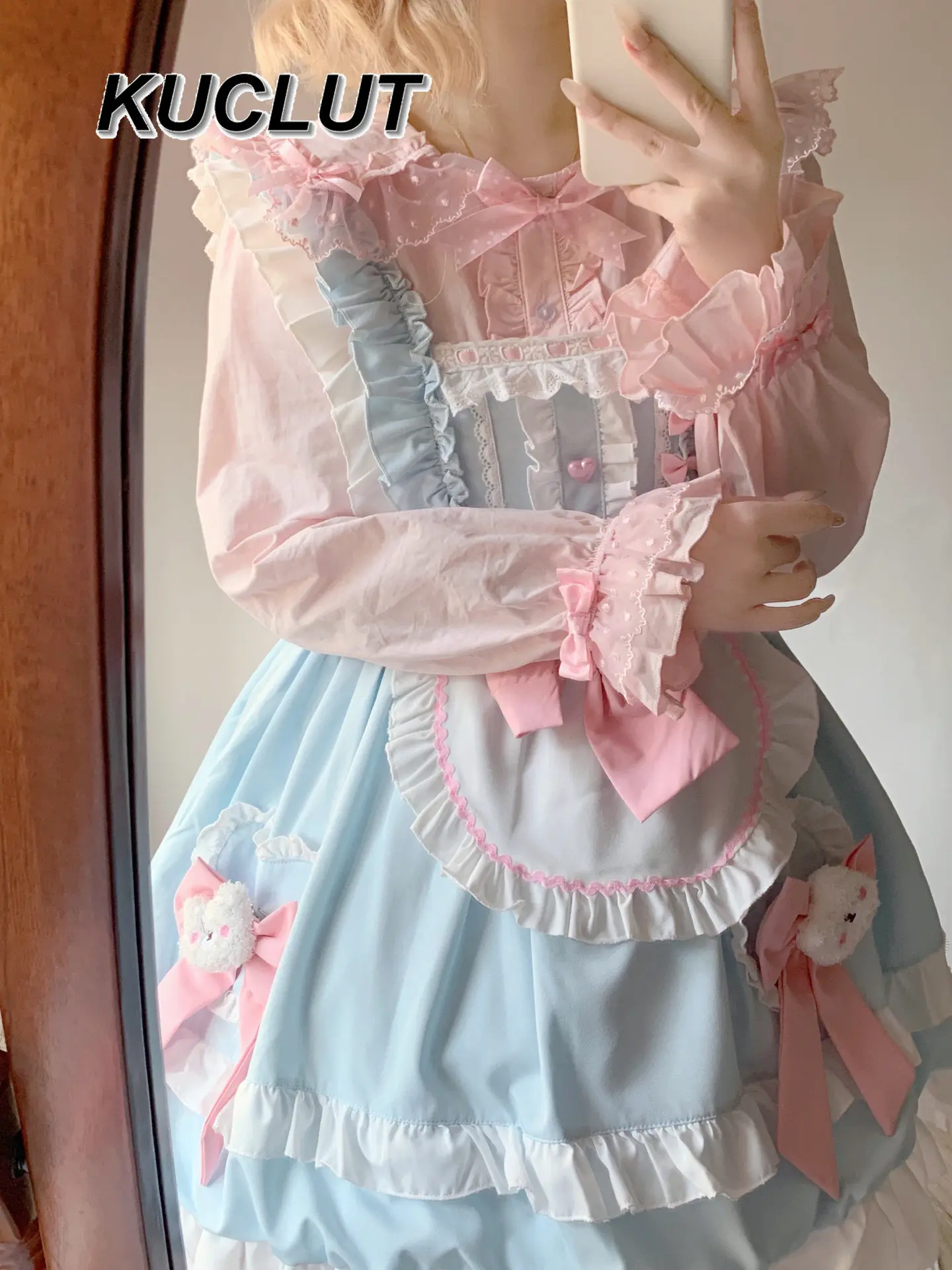 

Рубашка с длинными рукавами в стиле Лолиты для женщин, весенне-осенняя элегантная блузка с кукольным воротником, блузки, топы с длинными рукавами для девочек