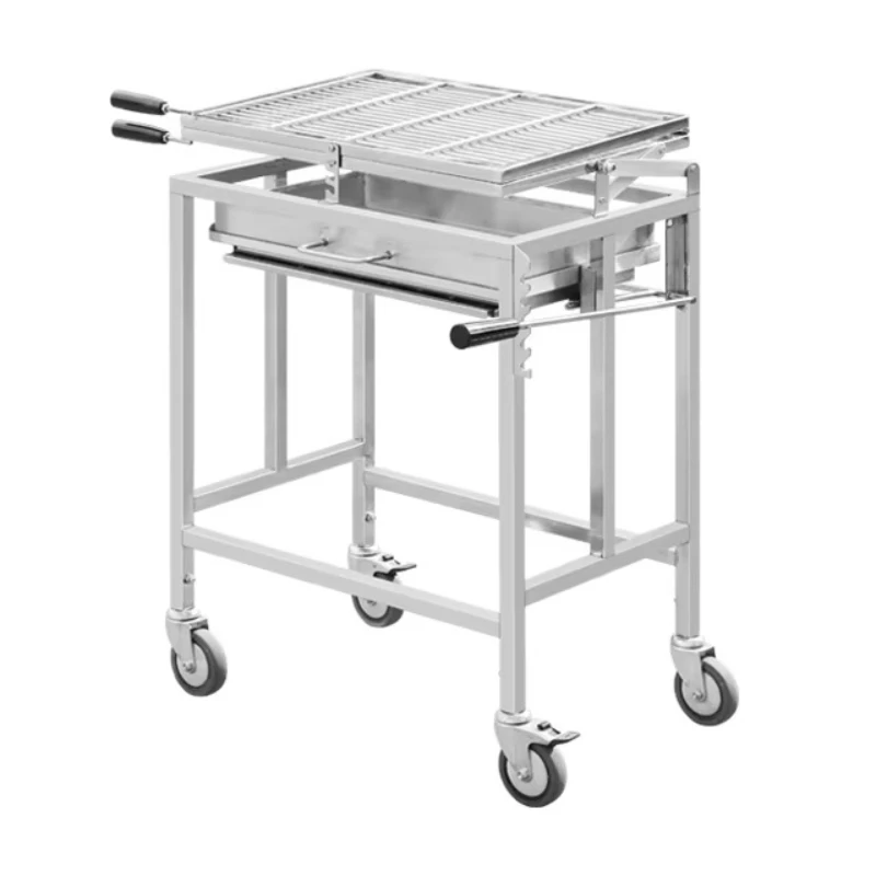 Large Outdoor Kitchen Cart Garden Charcoal Barbecue Grill Smoker Stainless Steel BBQ Grills Trolley for Camping Backyard Parties