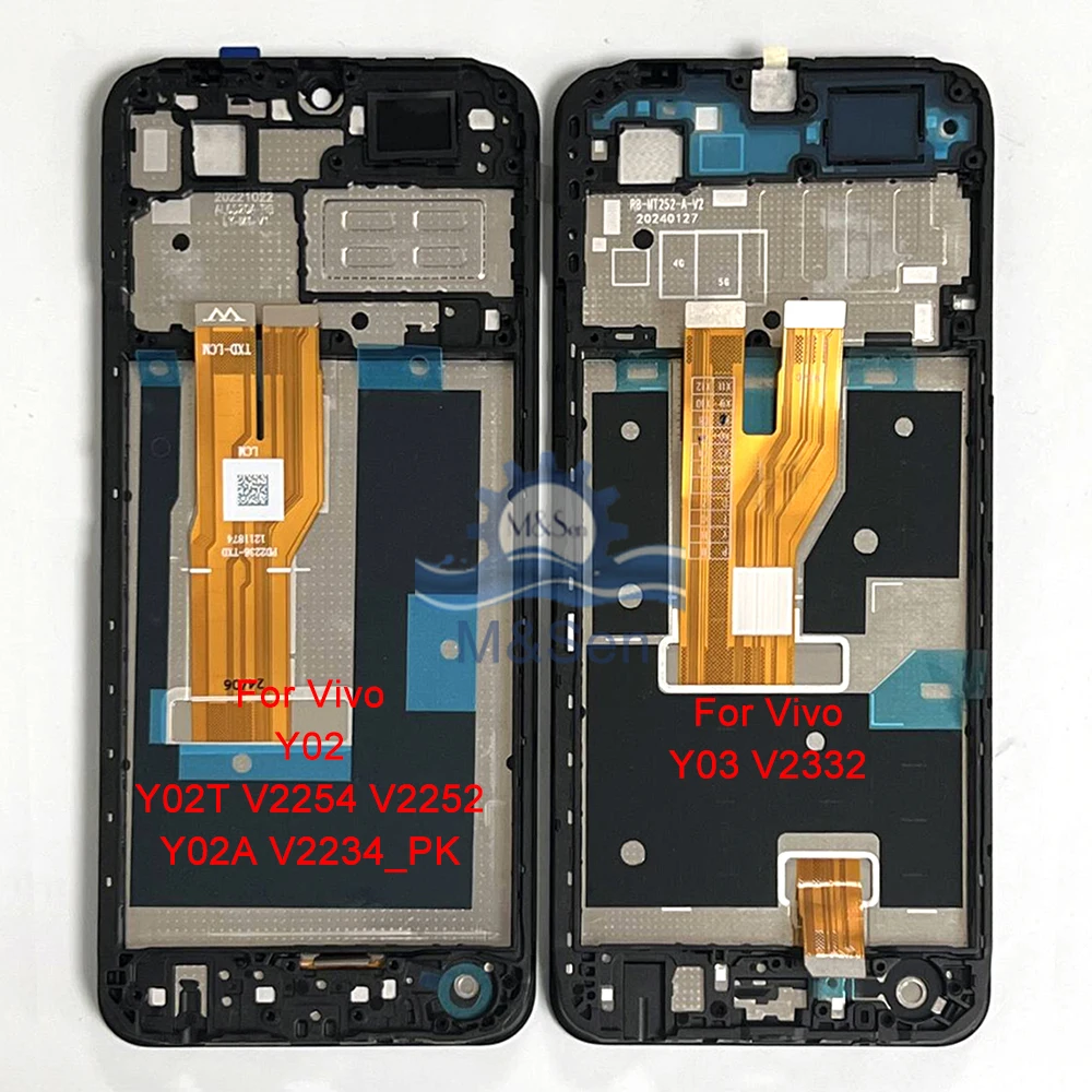 Original For Vivo Y02 LCD Y02T V2254 V2252 Display Y02A V2234_PK Screen+Touch Panel Digitizer Frame For Vivo Y02S LCD Y03 V2332