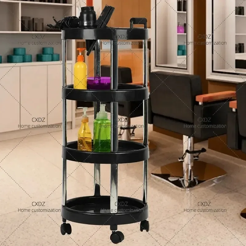 Hair Salon Trolley Cart Beauty Nail Art Tool Storage Barber Shop Shelf Mobile Organizer Rack for Hairdresser Equipment