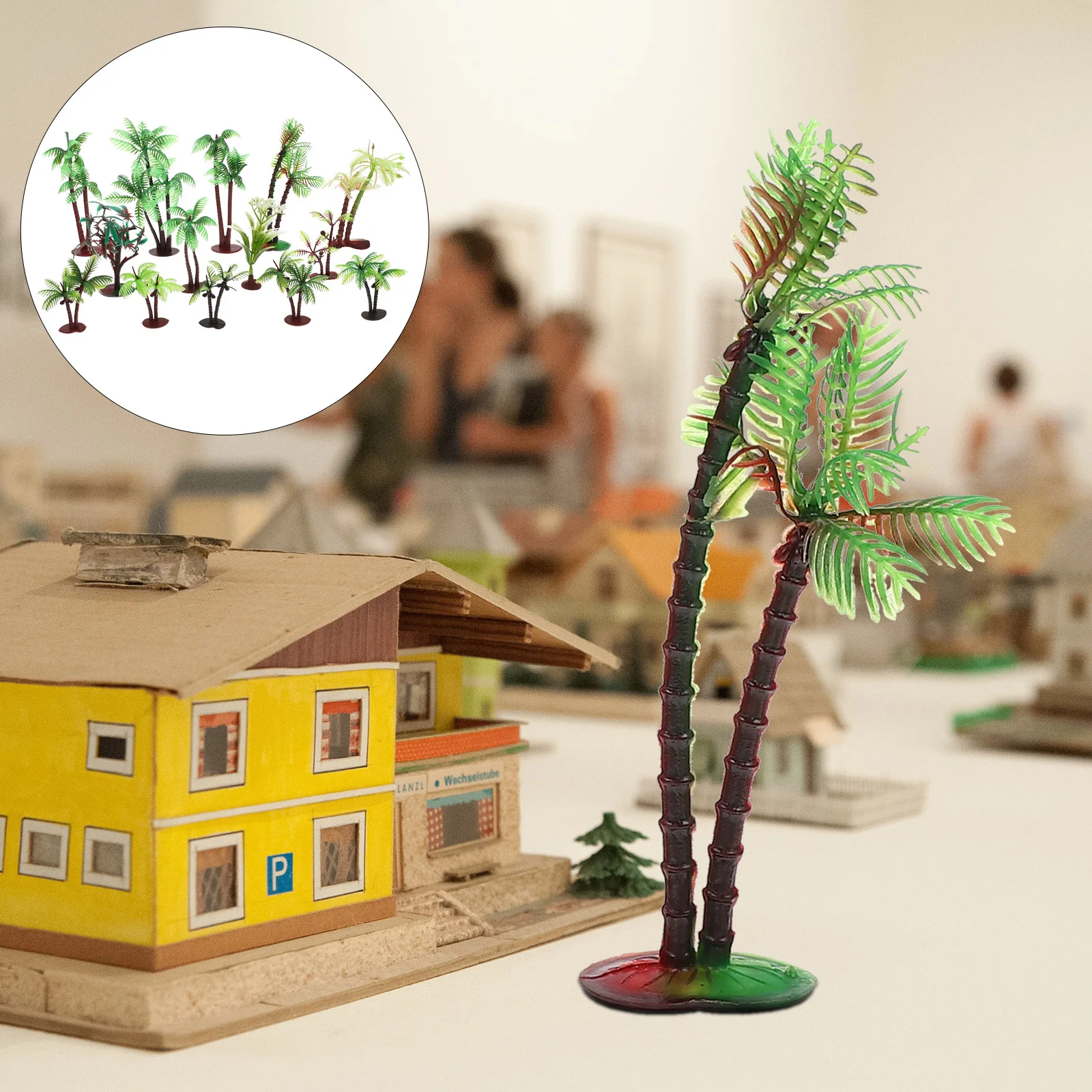 

14 Pcs Model Tree Plant Ornament Coconut Realistic Decor Terrarium Desktop Micro Landscape Craft Toy Room Mini