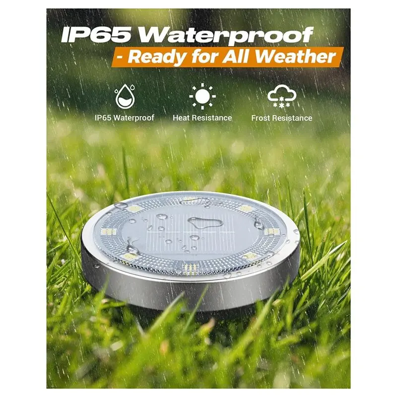 VOFUN-Mini Solar Ground Lights - 10Pack Flat Solar Disc Lights