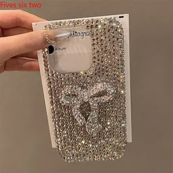 Luxury Fashion Full Bling Crystal Diamond Big Bow Phone Case For iPhone 16 Pro Max Case 15 14 13 12 11 X XS XR Shockproof Cover