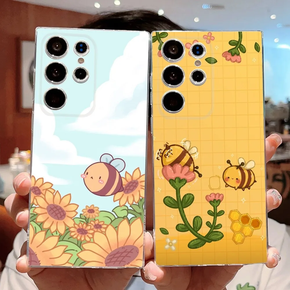 

Cartoon Little Yellow Bees Phone Case Phone Case for Samsung S30,S23,S21,S22,S20 Ultra,S20 FE Lite, S10,S9,S8 PIus Cover Clear