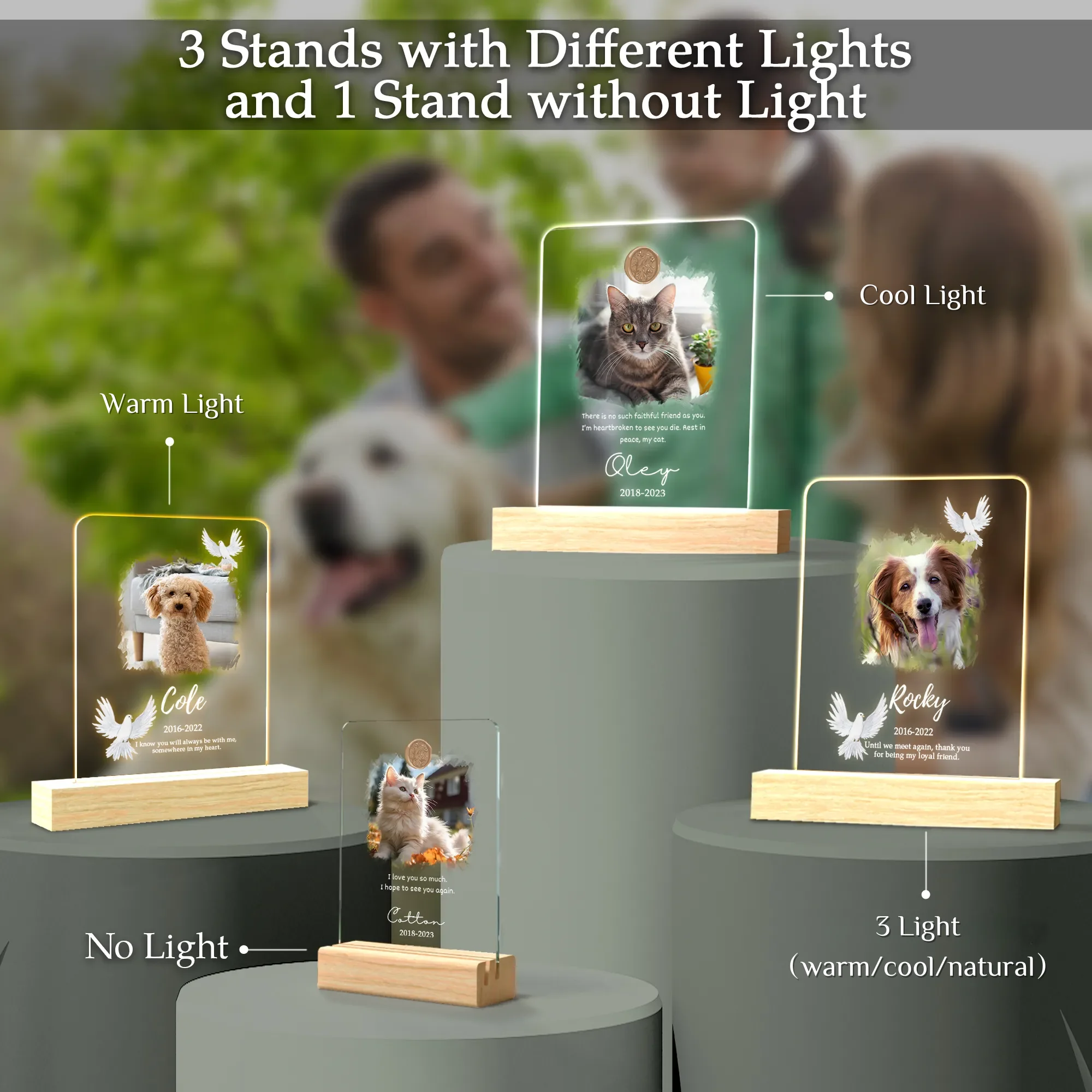 Customized Pet Photo Text Couple Collage Frame Personalized Loving Memory Dog Cat Picture Plaque Wooden Stand Memorial Gifts
