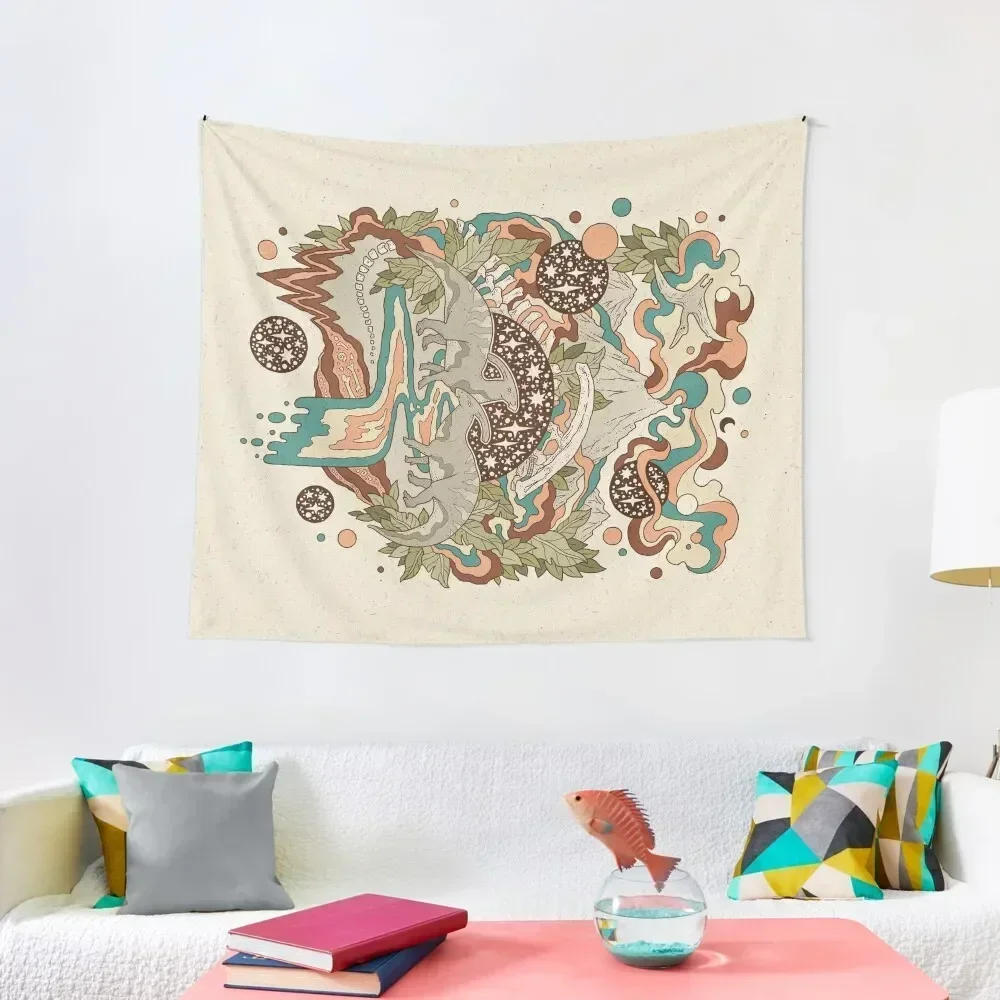 

Lost Portal: Parasaurolophus | Retro Rainbow Palette | Dinosaur Science Fiction Art Tapestry House Decorations Tapestry
