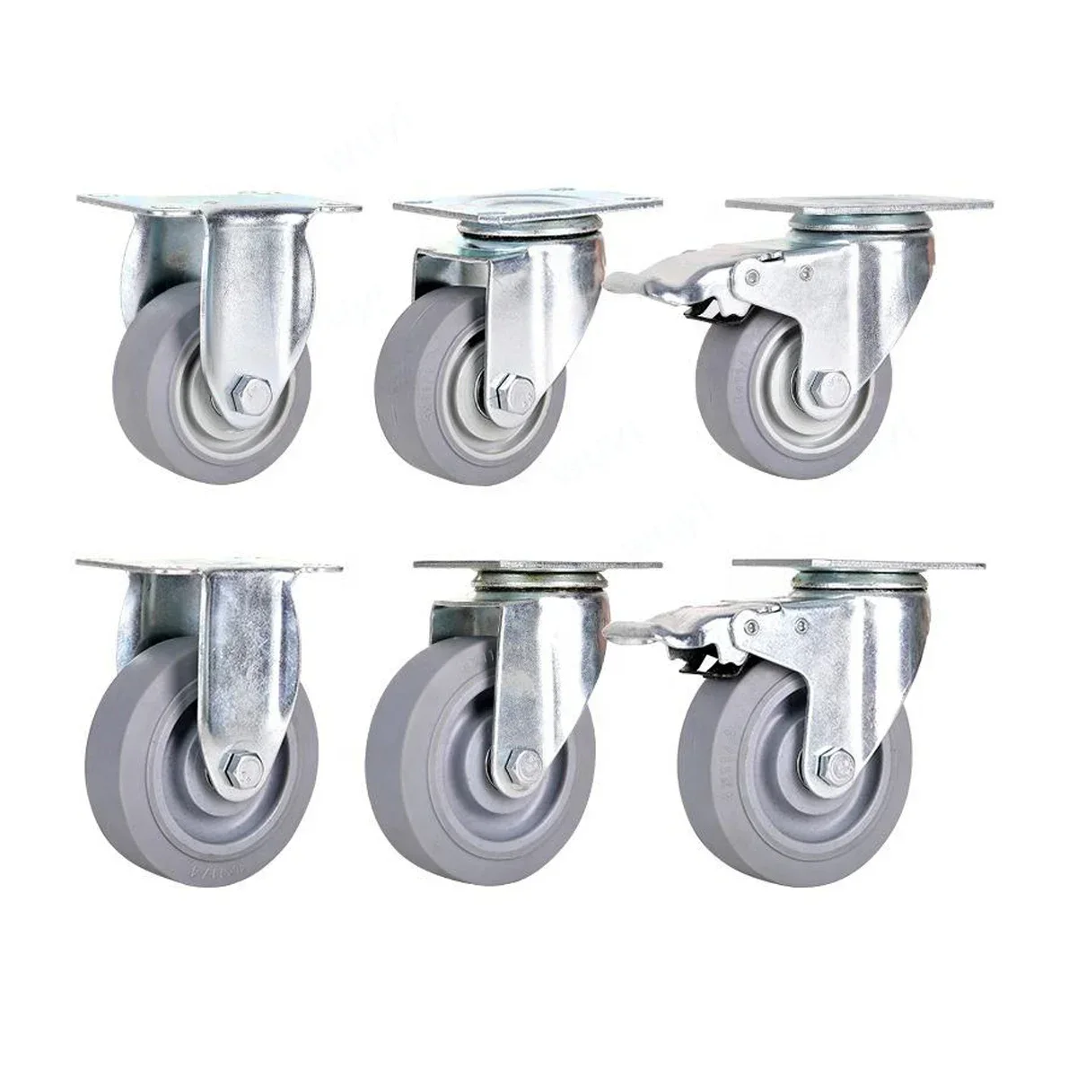 4pcs 3inch 4inch Swivel Wheels with Brake Industrial Castors Medium Heavy Duty Caster for Flycase Flight Case Cabinet Trolley