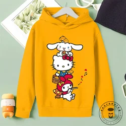 Chic Hello Kitty Long Sleeve Fashion Tops for Kids with Character Cartoon Designs Elastic Waistbands for a Comfy Autumn and Wint