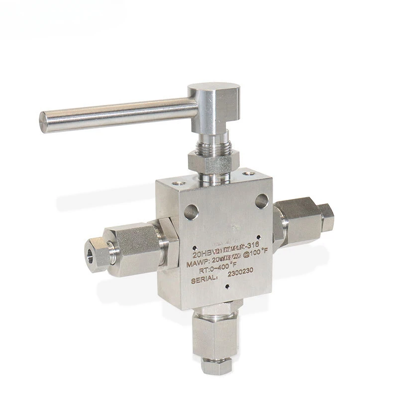 Ultra high pressure three-way ball valve 20000PSI medium and high pressure 9/16MP interface 316 stainless steel high pressure