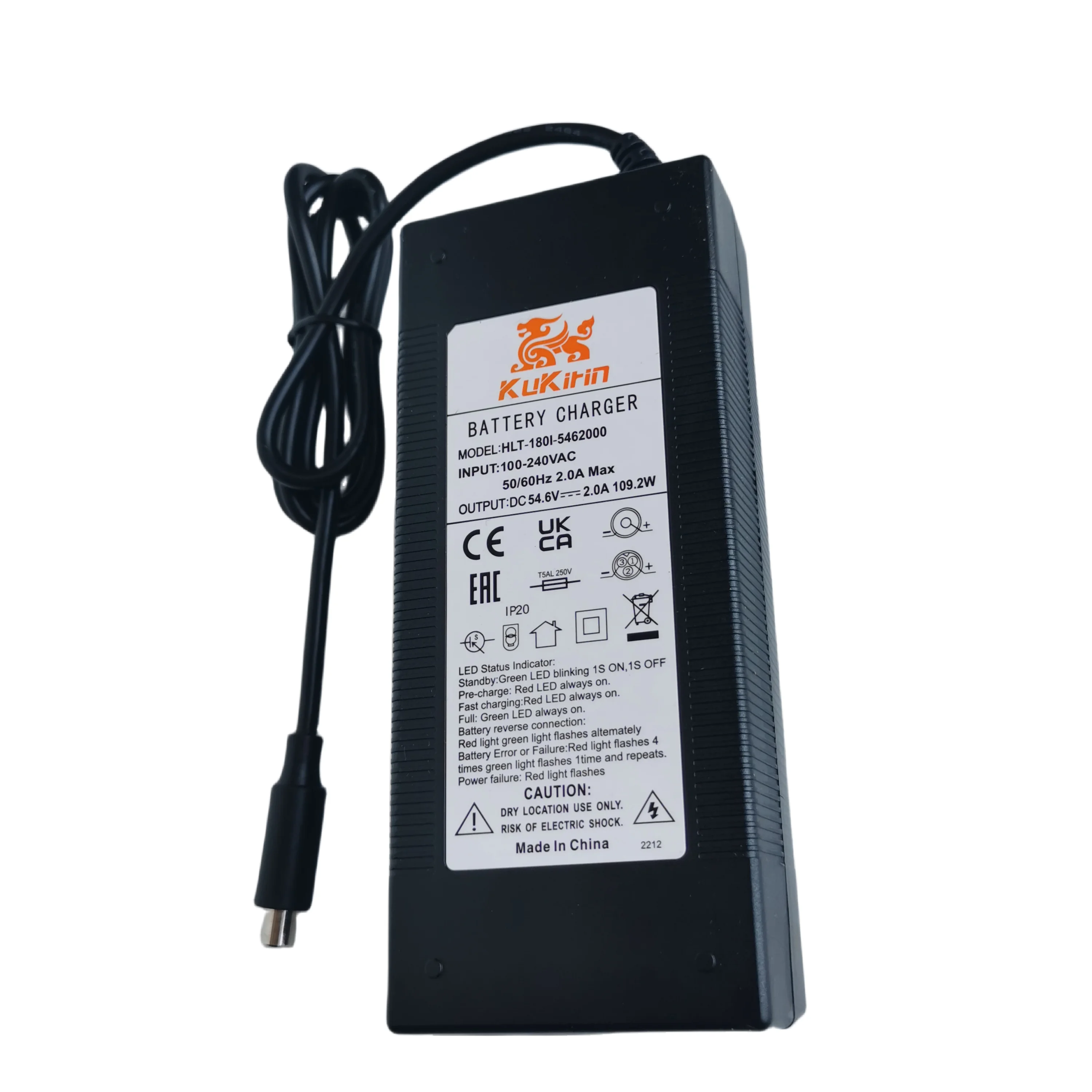 Original 54.6V 2.0A Lithium Charger For Kukirin G2 Max Electric Scooter Input 100-220V Battery Charger Parts Replacement Accesso