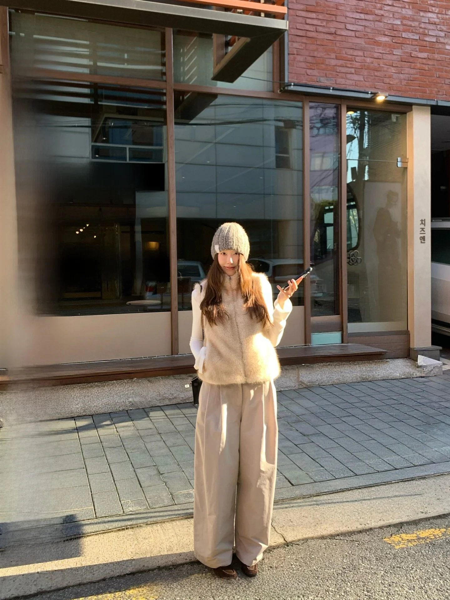 

Ranwear Fleece Lined Wide Leg Casual Pants Thermal 3D Pleated Waist Natural Waist Polyester Fiber Loose Fit Daily Wear