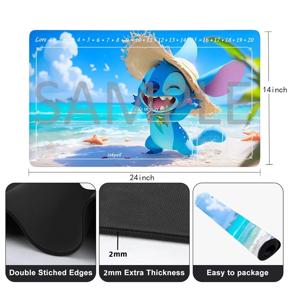 Lorcana  Playmat Free Storage Bag Size 24X14IN Trading Card Game Protective Mats Scratch-Resistant Durable Mouse Pad 20