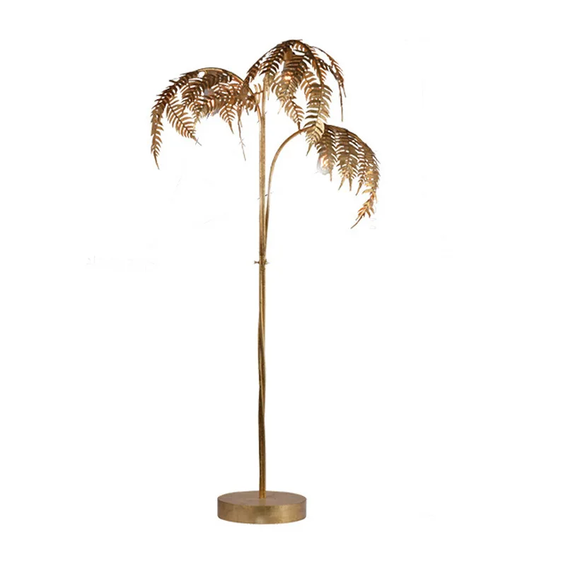 

American lamps retro wrought iron leaf floor lamp/soft decoration design/villa/model room/hotel personalized floor lamp